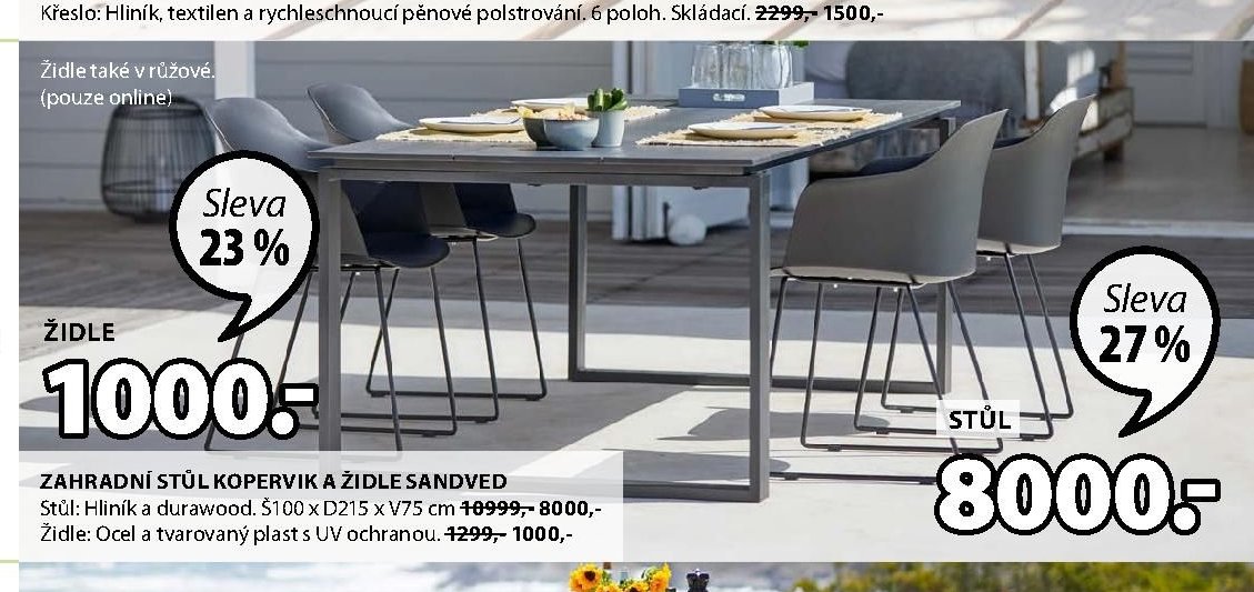 ZAHRADNÍ STŮL KOPERVIK A ŽIDLE SANDVED
