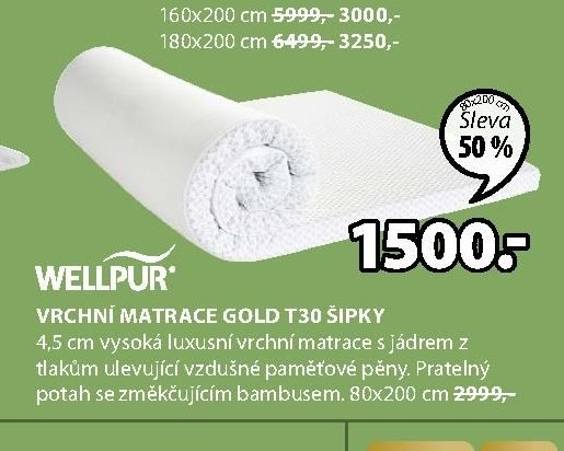 VRCHNÍ MATRACE GOLD T30 ŠIPKY