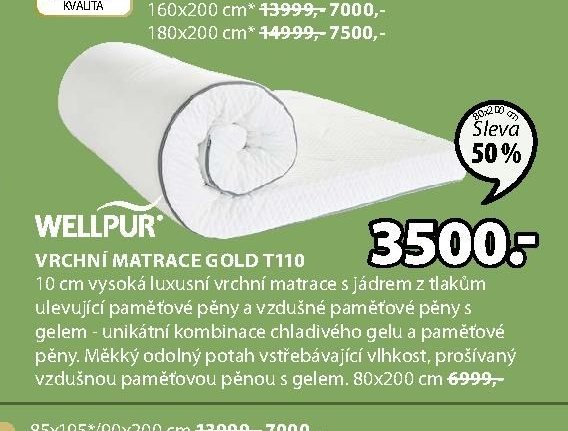 VRCHNÍ MATRACE GOLD T110