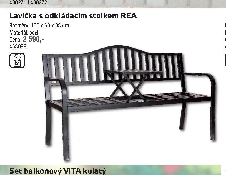 Lavička s odkládacím stolkem REA