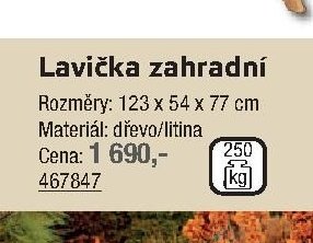 Lavička zahradní