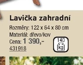 Lavička zahradní