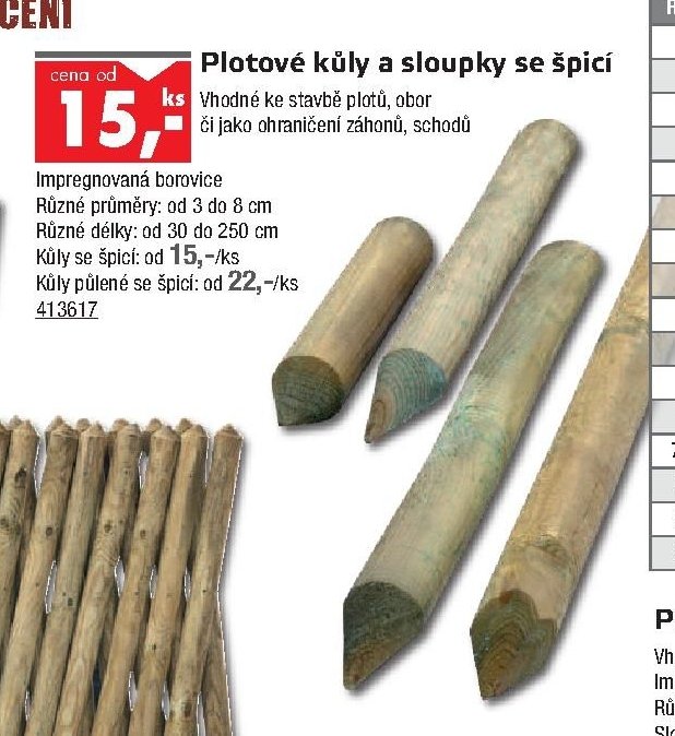 Plotové kůly a sloupky se špicí