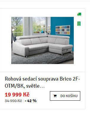 Rohová sedací souprava Brico 2F-OTM/BK, světle šedá
