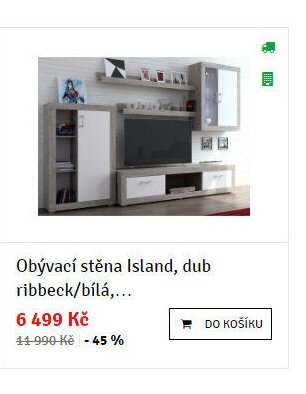 Obývací stěna Island, dub ribbeck/bílá