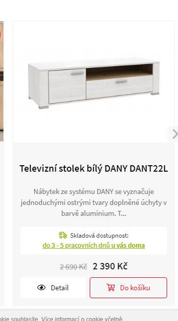 Televizní stolek bílý DANY DANT22L