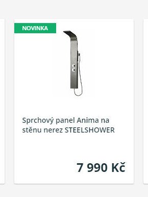 Sprchový panel Anima na stěnu nerez STEELSHOWER