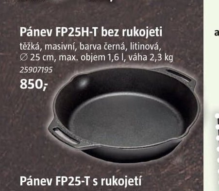 Pánev FP25H-T bez rukojeti