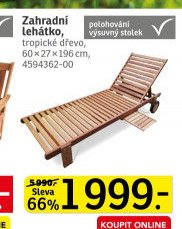 Zahradní lehátko, tropické dřevo