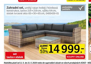 Zahradní set, umělý ratan hnědý