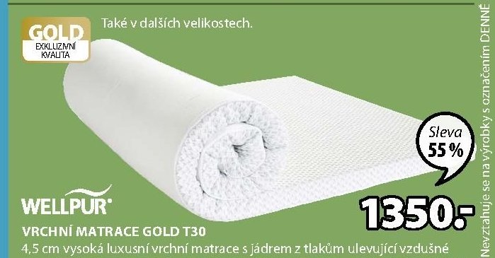 VRCHNÍ MATRACE GOLD T30