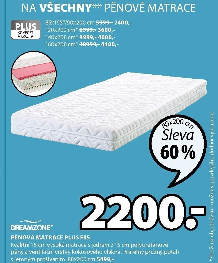 DREAMZONE PĚNOVÁ MATRACE PLUS F85