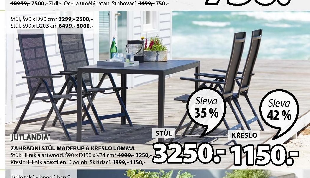 ZAHRADNÍ STŮL MADERUP A KŘESLO LOMMA