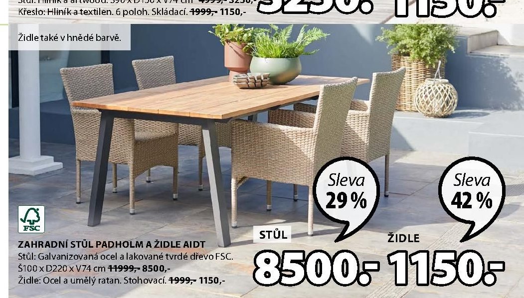 ZAHRADNÍ STŮL PADHOLM A ŽIDLE AIDT
