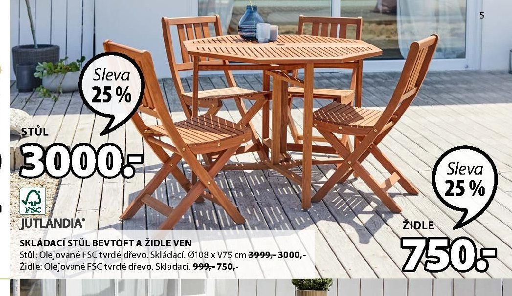 SKLÁDACÍ STŮL BEVTOFT A ŽIDLE VEN