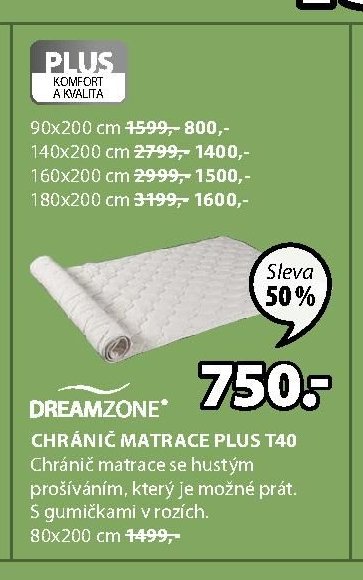DREAMZONE CHRÁNIČ MATRACE PLUS T40