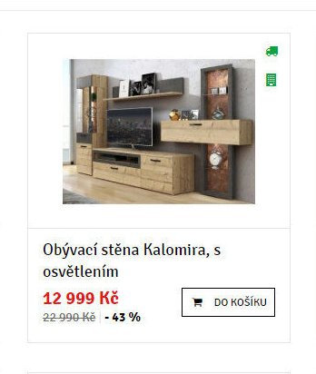 Obývací stěna Kalomira, s osvětlením