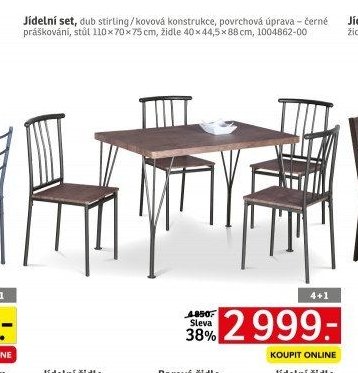 Jídelní set, dub stirling / kovová konstrukce