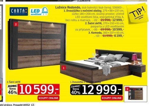 Ložnice Redondo, Dvoulůžko s nočními stolky