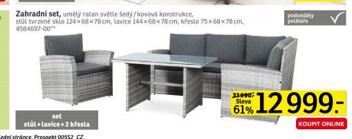 Zahradní set, umělý ratan světle šedý