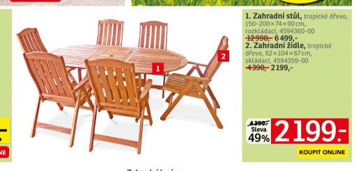 Zahradní stůl (1), Zahradní židle (2)