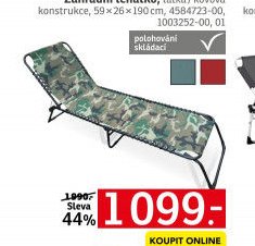 Zahradní lehátko, látka / kovová konstrukce