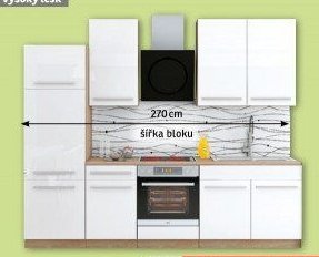 Kuchyňský blok Julia, dub sonoma / červená, bílá nebo cappuccino, 270x230x60 cm