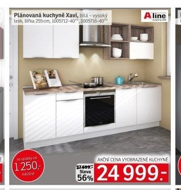 Plánovaná kuchyně Xavi, bílá - vysoký lesk