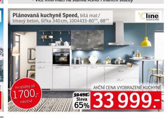 Plánovaná kuchyně Speed, bílá mat/tmavý beton