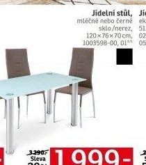 Jídelní stůl, mléčné nebo černé sklo/nerez
