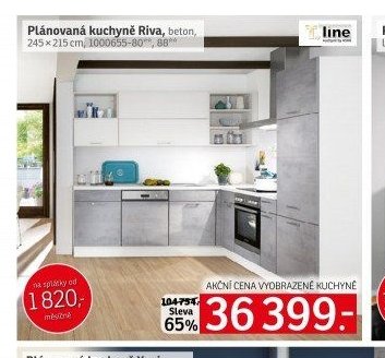 Plánovaná kuchyně Riva, beton