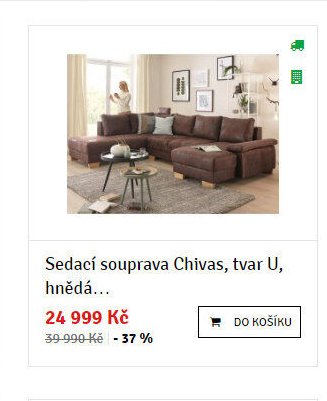 Sedací souprava Chivas, tvar U, hnědá...