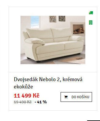 Dvojsedák Nebolo 2, krémová ekokůže