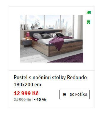 Postel s nočními stolky Redondo 180x200 cm