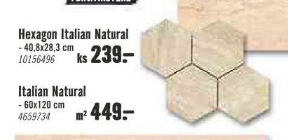 Hexagon Italian Natural 40,8x28,3 cm