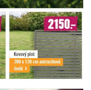 Kovový plot 200 x 120 cm antracitová šedá