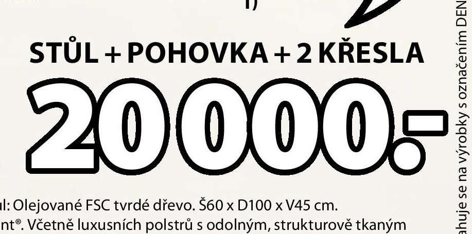 STŮL + POHOVKA + 2 KŘESLA
