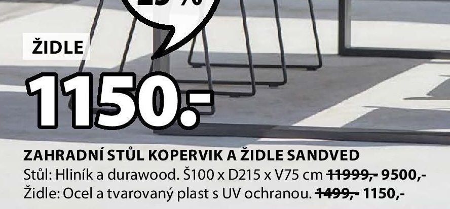 ZAHRADNÍ STŮL KOPERVIK A ŽIDLE SANDVED