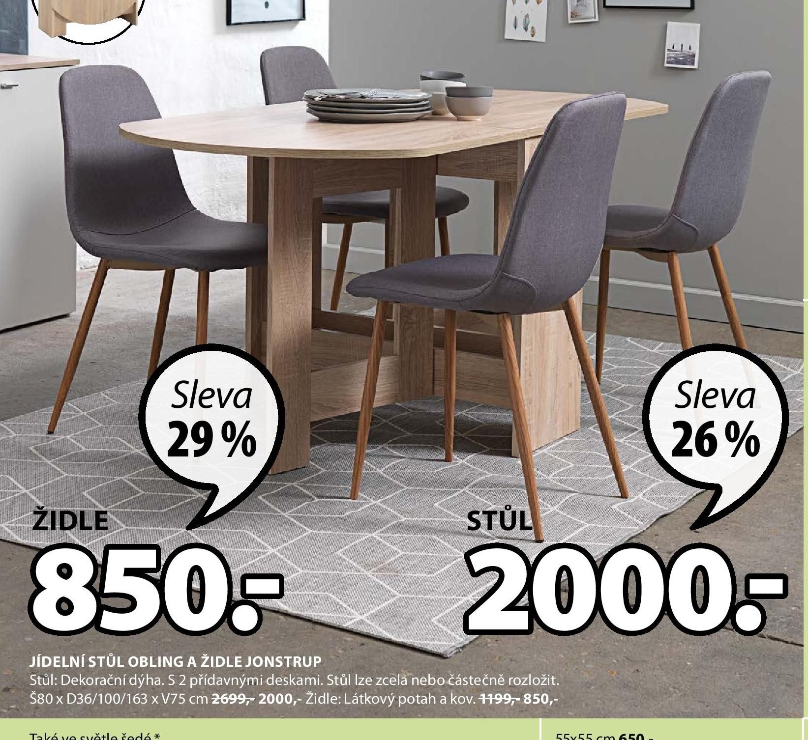 Jídelní stůl OBLING a židle JONSTRUP