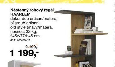 Nástěnný rohový regál HAARLEM