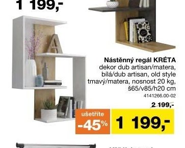 Nástěnný regál KRÉTA