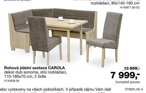 Rohová jídelní sestava CAROLA