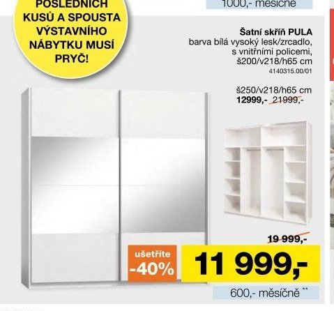 Šatní skříň PULA