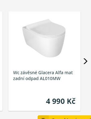 Wc závěsné Glacera Alfa mat zadní odpad AL010MW