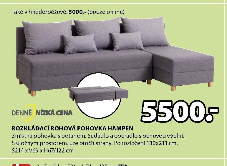ROZKLÁDACÍ ROHOVÁ POHOVKA HAMPEN