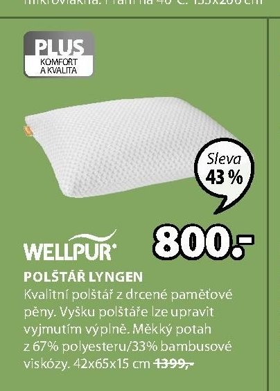 WELLPUR POLŠTÁŘ LYNGEN 42x65x15 cm