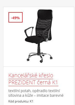 Kancelářské křeslo PREZIDENT černá K1