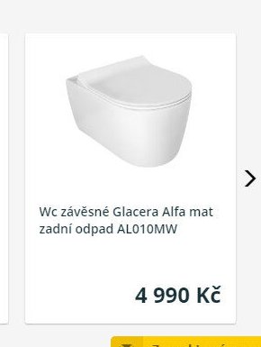 Wc závěsné Glacera Alfa mat zadní odpad AL010MW