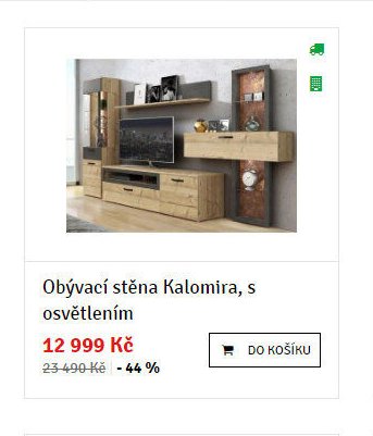 Obývací stěna Kalomira, s osvětlením