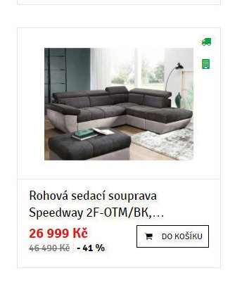 Rohová sedací souprava Speedway 2F-OTM/BK,...
